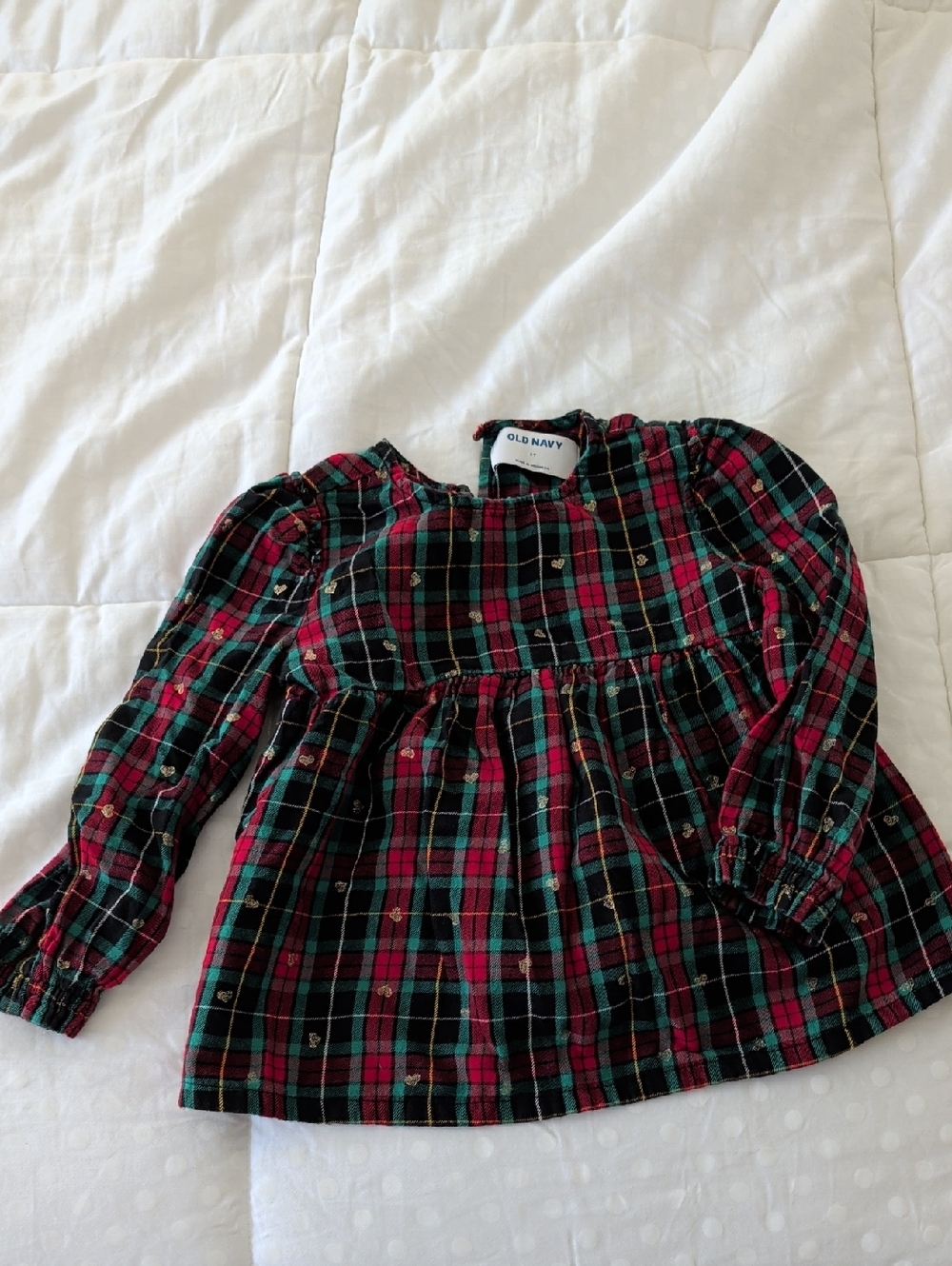 Old Navy Red, Green & Black Plaid Long-Sleeve Girls Top